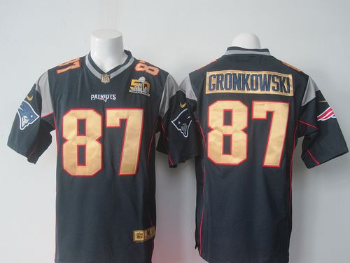 Nike Patriots #87 Rob Gronkowski Navy Blue Team Color Super Bowl 50 Collection Men's Stitched NFL Elite Jersey - Click Image to Close